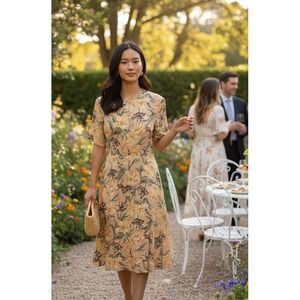 VTG Norton McNaughton Petite Floral‎ Midi Dress 14P